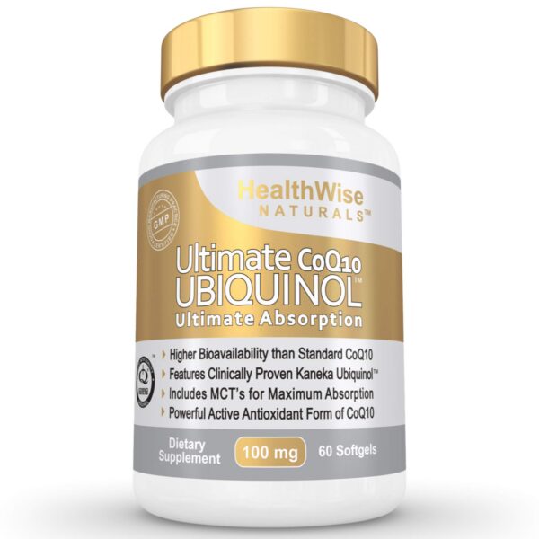HealthWise Naturals Ubiquinol CoQ10 frasco frontal