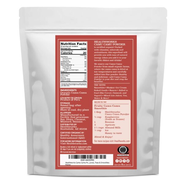 Etiqueta del producto Healthworks Camu Camu