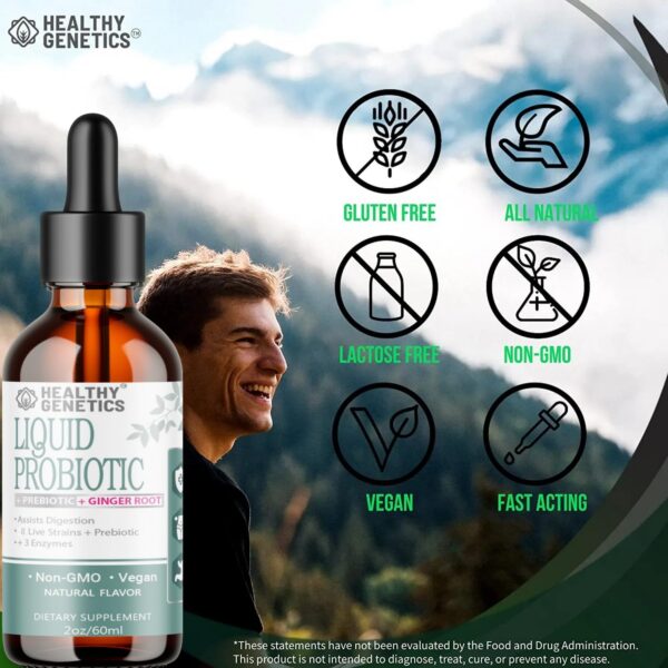 Healthy Genetics probióticos con raíz de jengibre botella ámbar