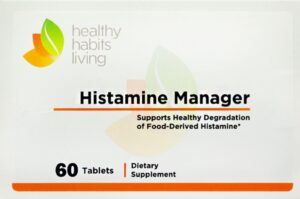 Histamine Manager caja y tabletas – vista frontal