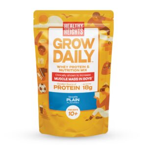 Frasco de Healthy Heights Grow Daily proteina para niños
