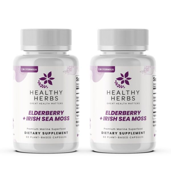 Healthy Herbs Elderberry Sea Moss cápsula frontal