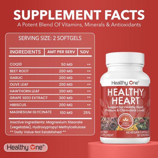 Frente del envase Healthy One Heart con etiqueta
