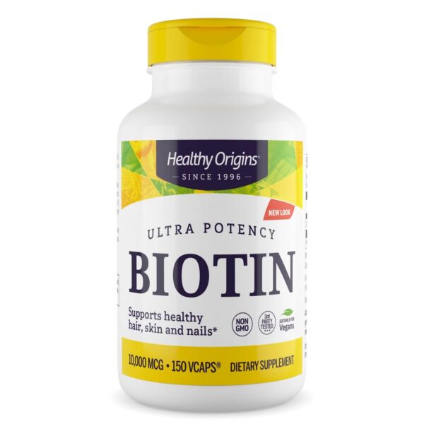 Healthy Origins Biotina 10000 mcg frasco frontal