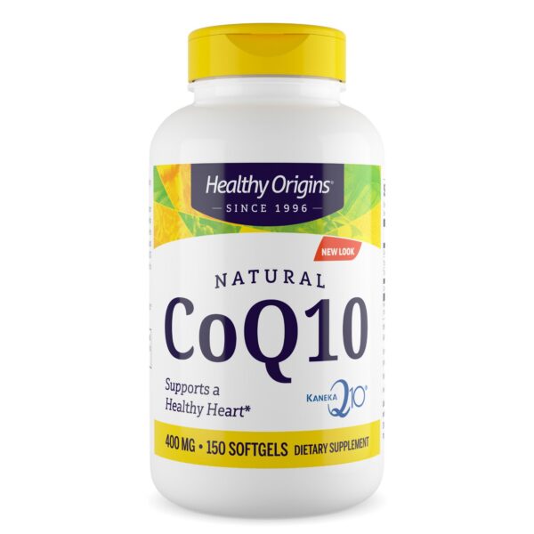 Healthy Origins CoQ10 Kaneka Q10 caja y frasco 400mg 150 cápsulas