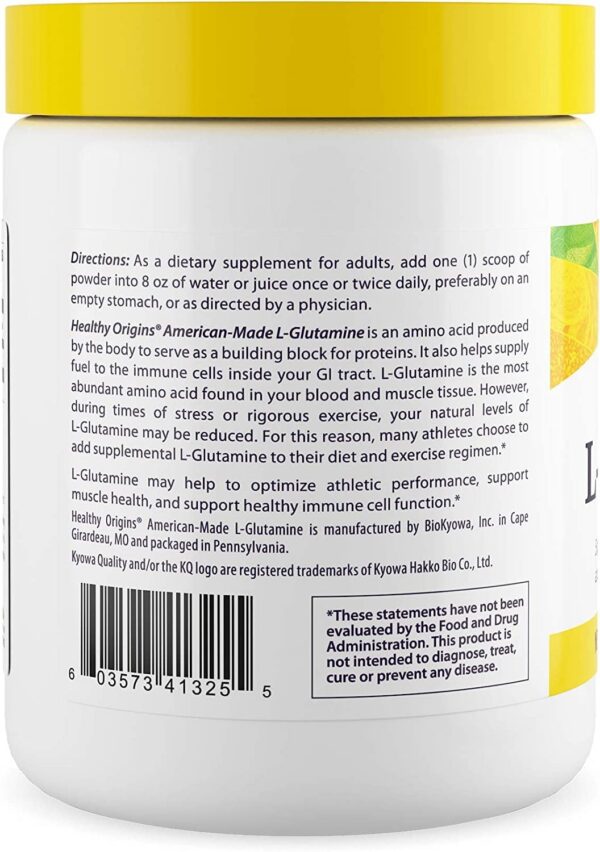 Tabla de nutrición L-glutamina Healthy Origins