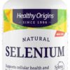 Frente del frasco de Healthy Origins Selenio 200 mcg