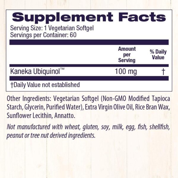 Healthy Origins suplemento de ubiquinol sin gluten y vegano