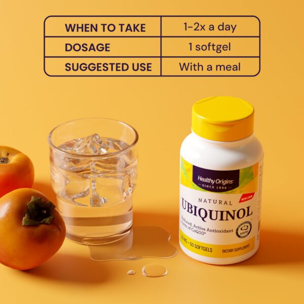 Frasco de ubiquinol con etiqueta