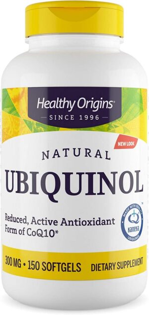 Frente del envase de Healthy Origins ubiquinol