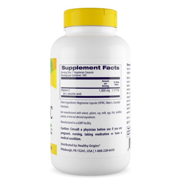 Etiqueta de Healthy Origins vitamina C 1000 mg