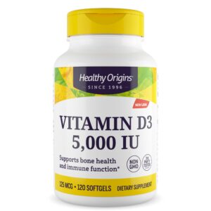 Version 1.0.0 Healthy Origins Vitamina D3 5000 UI botellas