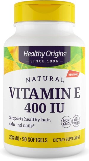 Frasco Healthy Origins Vitamina E 400 UI frontal