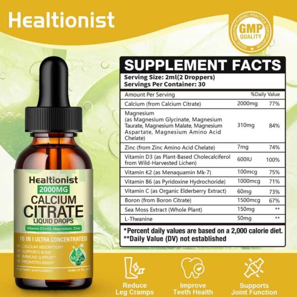Etiqueta del producto Healtionist calcio citrato