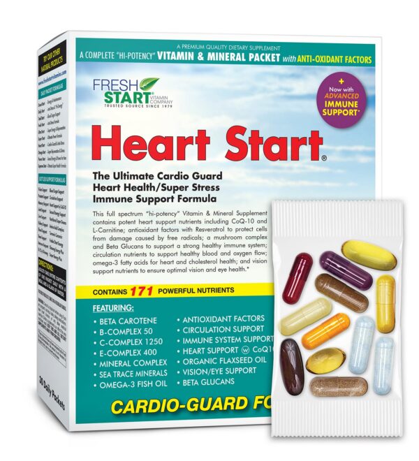 Heart Start paquete vitaminas diarias apoyo cardíaco 30 sobres