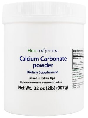 Frente del envase Heiltropfen calcio carbonato polvo 32oz