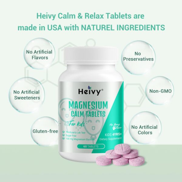 Frasco de Heivy Mg glicinato para niños - lateral