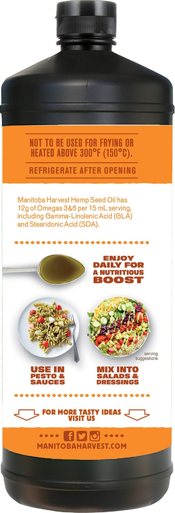 Ingredients list on hemp oil packaging