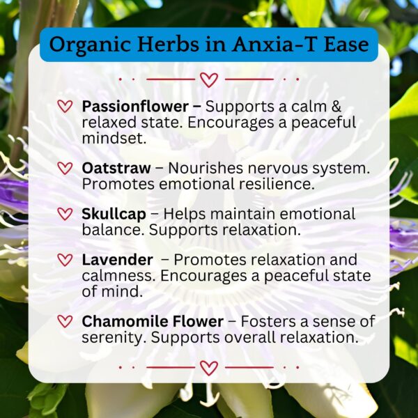 Version 1.0.0 Ingrediente natural en tinctura Herb Lore Anxia-T Ease para balance emocional