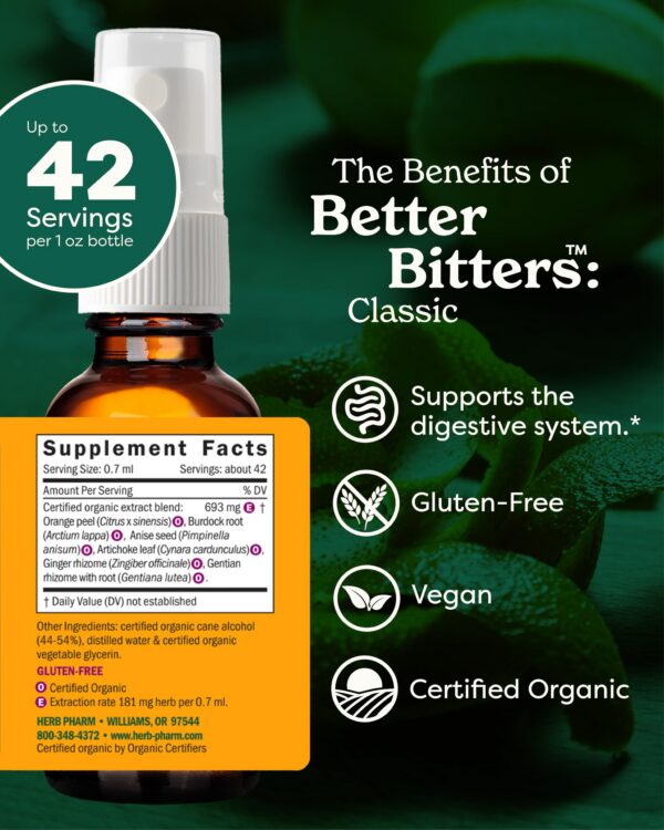 Etiqueta certificaciones orgánicas de Better Bitters