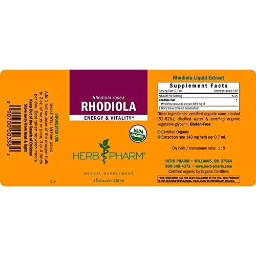 Etiqueta del extracto de Rhodiola
