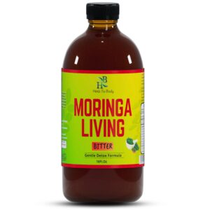 Botella de Herb To Body Moringa Bitters 16oz tónico natural