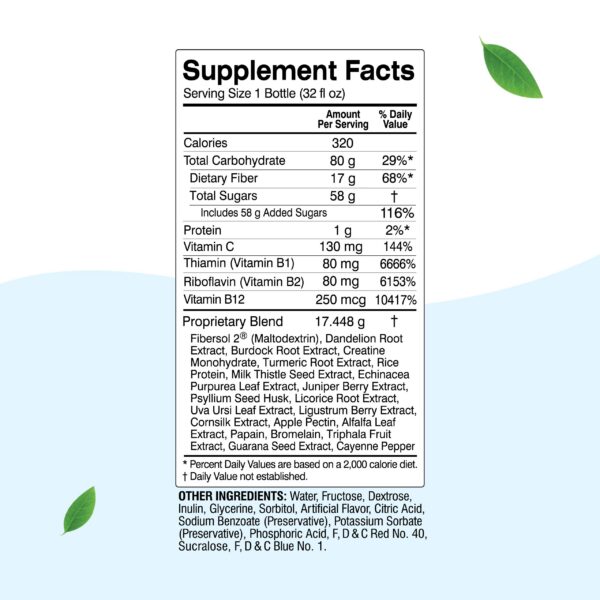 Version 1.0.0 Etiqueta frontal de bebida detox Herbal Clean QCarbo32 uva