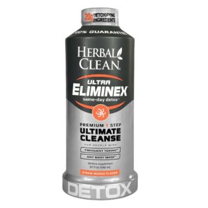 Version 1.0.0 Herbal Clean Ultra Eliminex botella frente fresa mango 32 fl oz