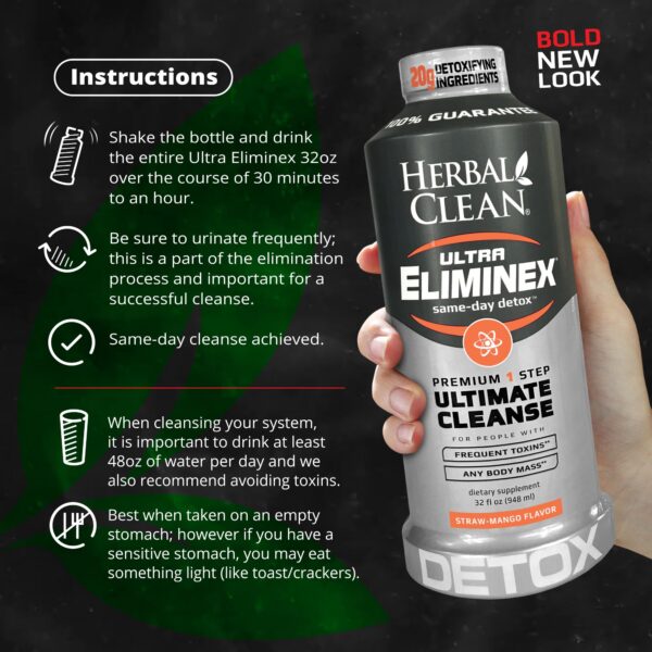 Botella Herbal Clean Ultra Eliminex vista lateral 32 fl oz