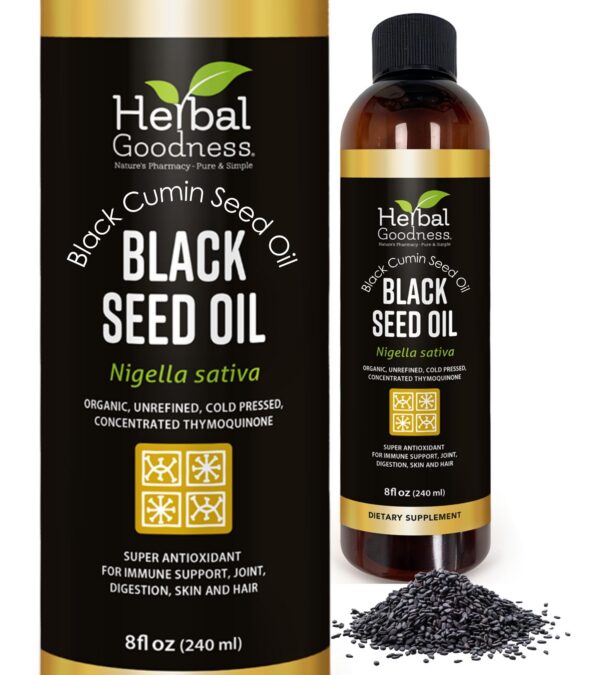 Frasco de aceite de semilla negra Herbal Goodness 8 oz