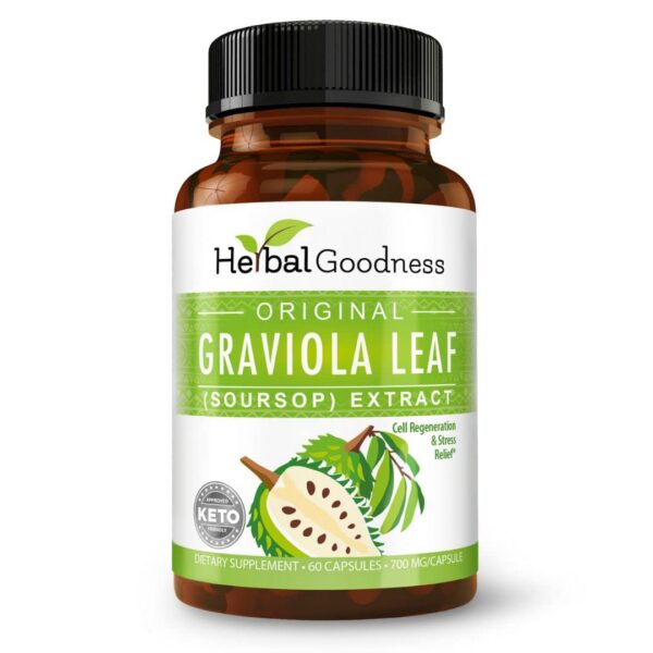 Herbal Goodness cápsulas de graviola 700mg suplemento natural 60 cápsulas