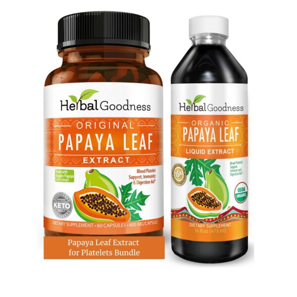 Extracto de hoja de papaya y enzimas en cápsulas
