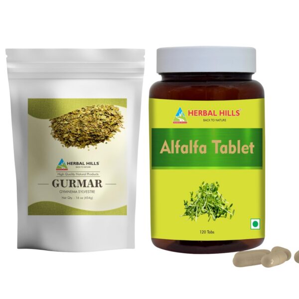 Pack combo té gurmar en polvo y tabletas de alfalfa Herbal Hills
