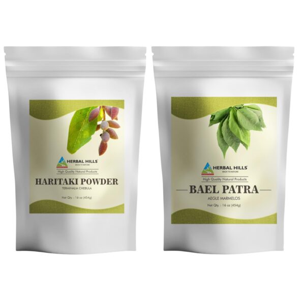 HERBAL HILLS polvo de Haritaki Harde y Bilva Bael combo 2