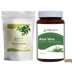 Version 1.0.0 Paquete combinado polvo de neem y cápsulas de aloe vera Herbal Hills