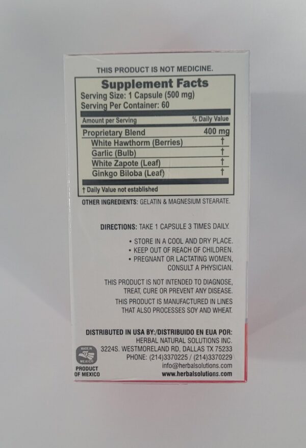 Version 1.0.0 Herbal PRS suplemento natural bayas espino ajo salud corazón