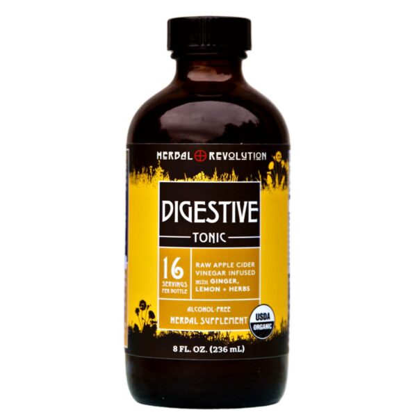 Version 1.0.0 Herbal Revolution tónico digestivo botella frontal