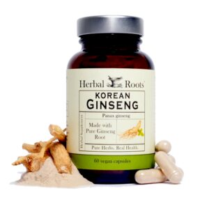 Herbal Roots Panax Ginseng cápsulas veganas para energía