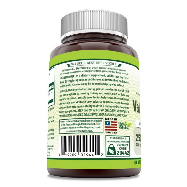 Extracto natural de raíz de valeriana Herbal Secrets 250 mg 60 cápsulas
