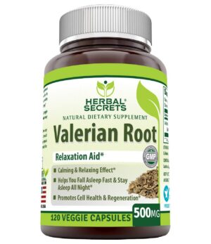 Herbal Secrets raíz de valeriana 500mg cápsulas vegetales envase