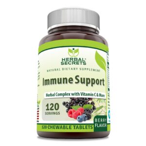 Herbal Secrets 120 tabletas soporte inmunológico sabor baya