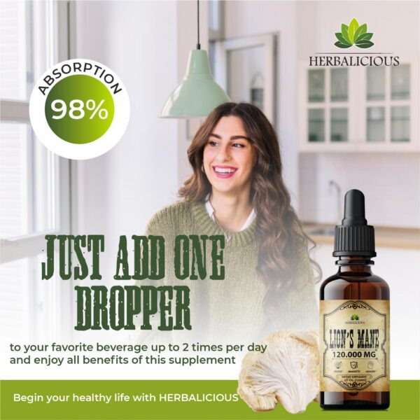 Herbalicious Melena de León apoyo a sistema nervioso 4 fl oz