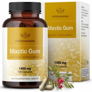 Botella HERBAMAMA cápsulas goma mastic 1400mg digestivo