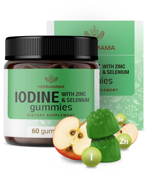 Version 1.0.0 Frente del empaque de Herbamama Iodine Gummies
