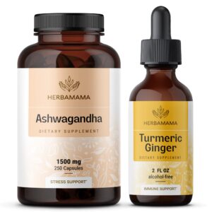 Kit Herbamama cápsulas Ashwagandha y tintura cúrcuma jengibre