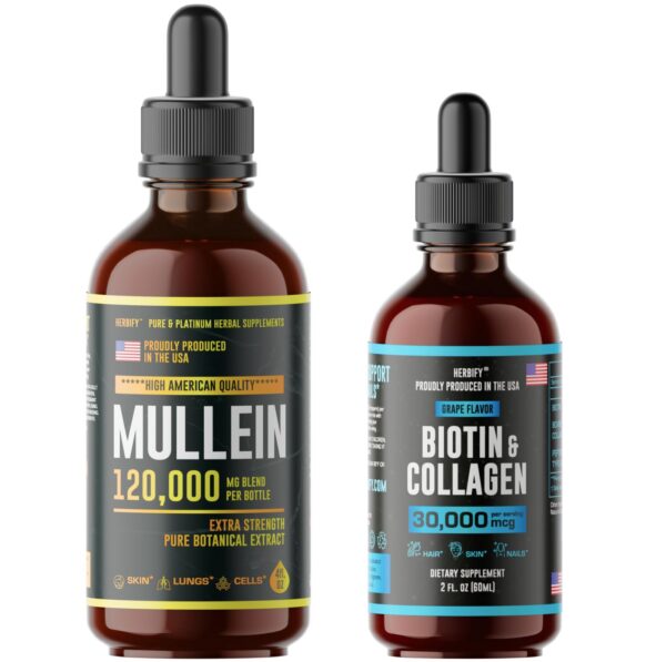 Frasco de suplemento Herbify con extracto mullein