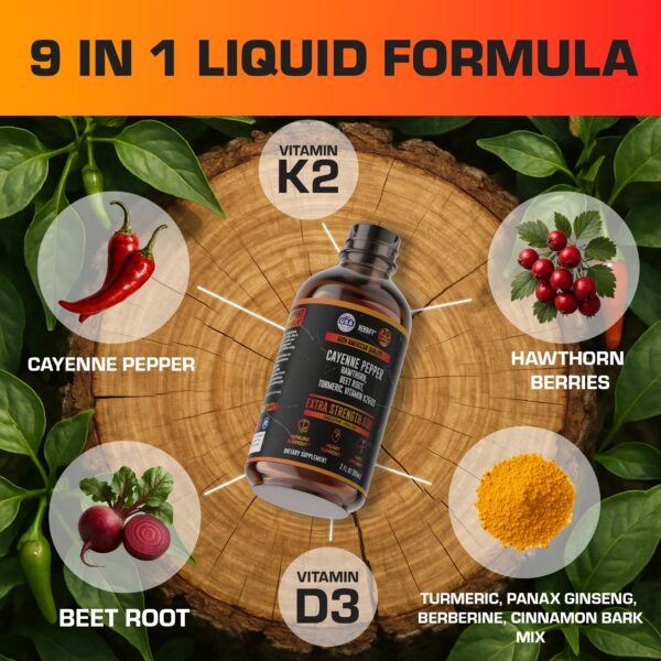 Etiqueta frontal del producto cayenne drops