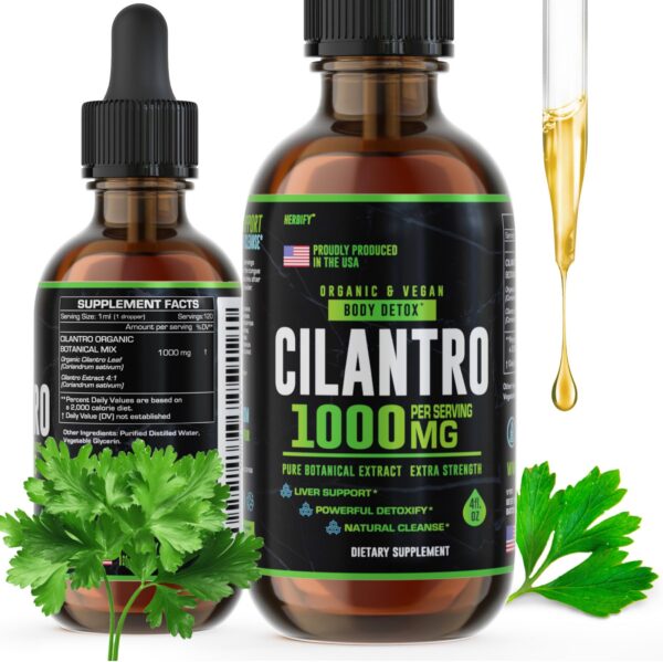 HERBIFY tintura de cilantro suplemento detox antioxidante 4oz