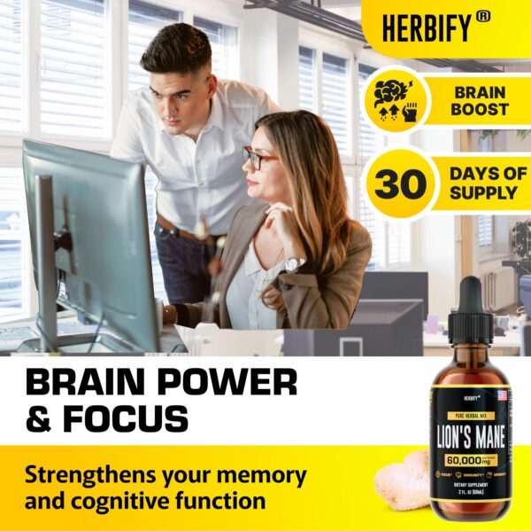 HERBIFY tintura melena de león paquete lateral etiqueta