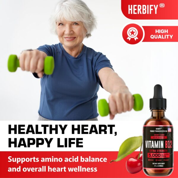 HERBIFY vitamina b12 suplemento líquido para energía y sistemas inmune